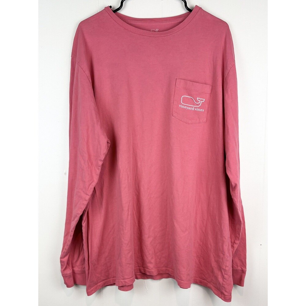 Vineyard Vines T-Shirt 2XL Pink Salmon Orange Mens Whale Graphic Long Sleeve